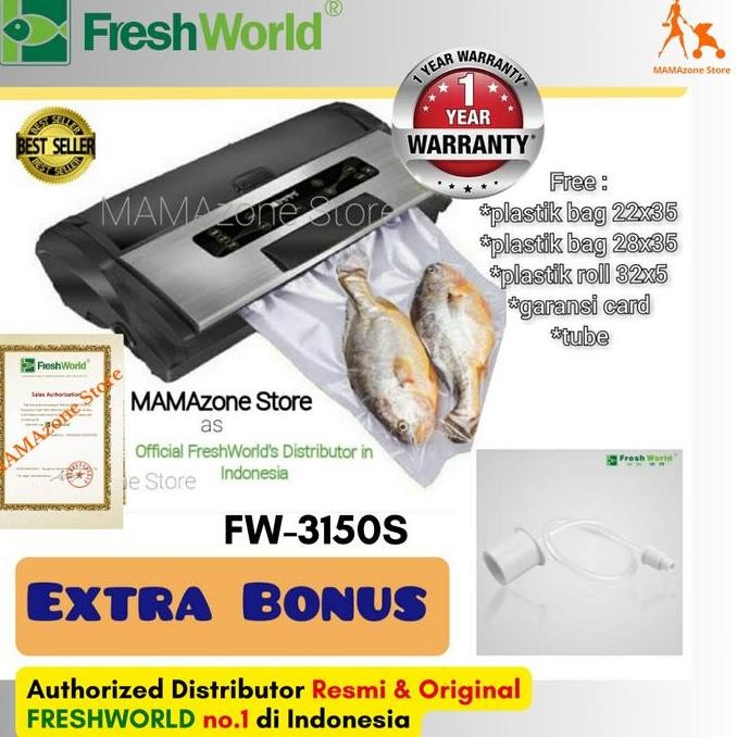 FRESHWORLD Mesin Vacuum Sealer FW3150S FW 3150S FW-3150S - Touch Screen model with Stainless Steel C