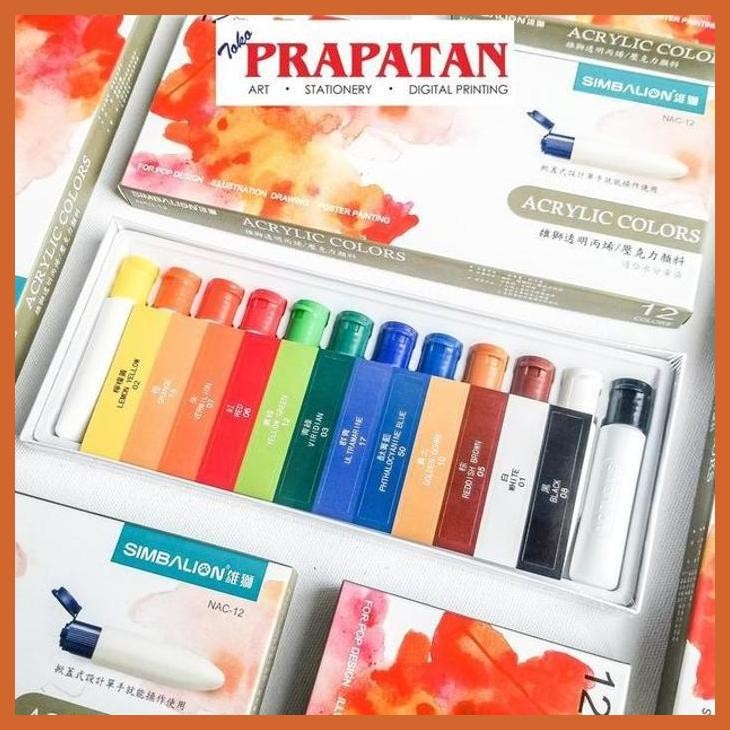 

(ATK) SIMBALION ACRYLIC COLOUR 12 WARNA / CAT AKRILIK SIMBALION ALAT TULIS LUKIS SEKOLAH KULIAH GAMBAR KANTOR