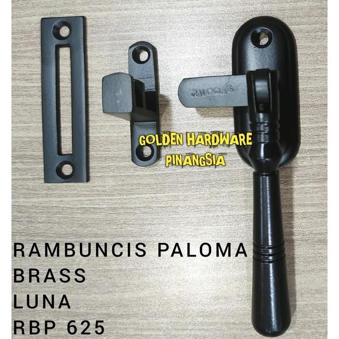Rambuncis Grendel Slot Selot Kunci Jendela Kayu Hitam Paloma Rbp 625