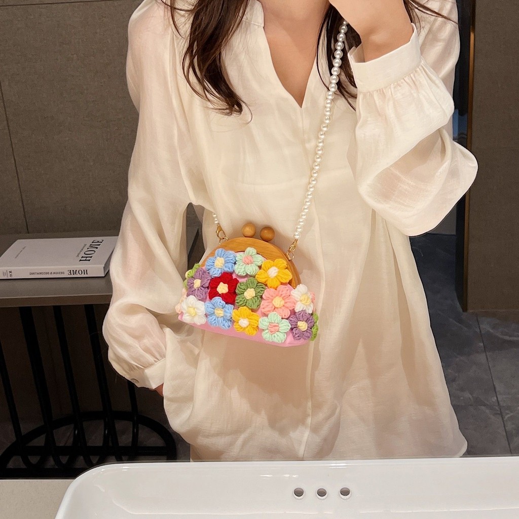 [COD]Tas mini wanita kelas atas, tas selempang rantai mutiara, tas tangan, dan tas kerang