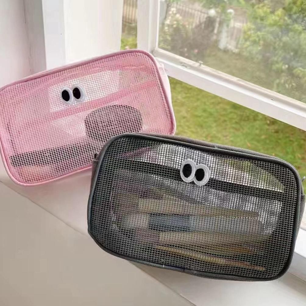 

Fue-K5X20 [Miloli] Pouch Kosmetik Jaring Big Eyes Storage Box Travel Kotak Pensil Aesthetic Tempat Pensil - F0215 Rd-67