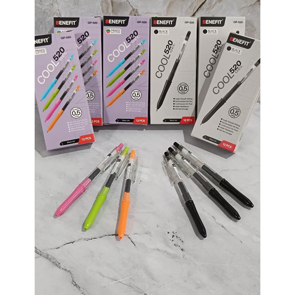 

Original Selusin ( 12 Biji ) Pulpen Gel Gel Pen Benefit Cool Gp-520 Asd-86