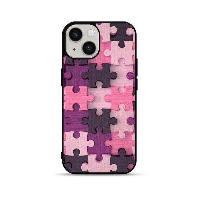 Case Casing Softcase Hardcase iPhone  16 15 14 13 12 11 X Xr Xs Xs Max Xr Series Pink Puzzle