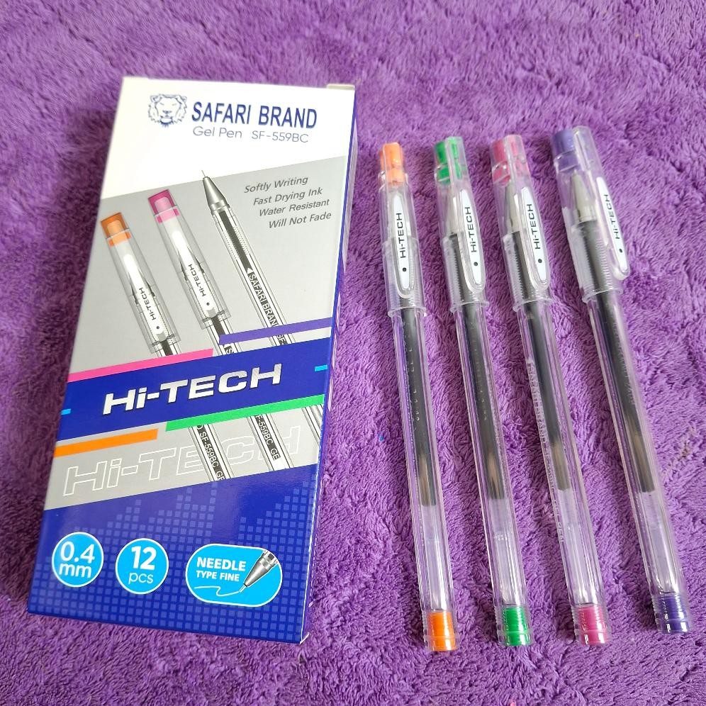 

Terlaris (1Pack=12Pcs) Bolpen / Pulpen Gel Pen Hi- Tech/ Hitech 559Bc Safari 0.4 Mm(Body Warna) La-92