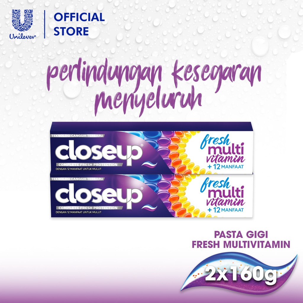 Closeup Pasta Gigi Fresh Multivitamin Complete Fresh Protection 160g Multi Benefit Twinpack (x2)