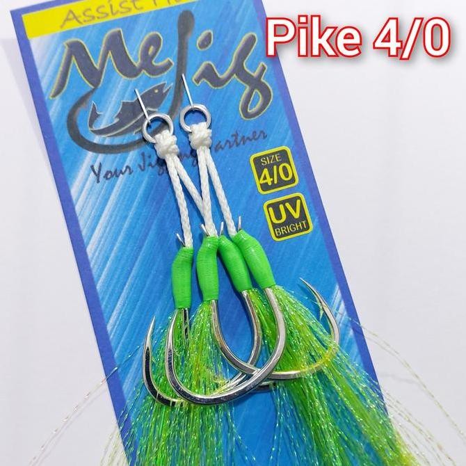 Terbaik | Assist Hook / Kail Pancing Slow Jigging Model Pike 4/0 Untuk Lure Metal Jig | 100% Ori