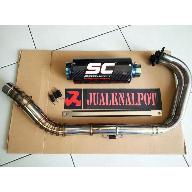 Knalpot Ninja 250 FI, 250 Karbu, Z250 SC Project Carbon Blue Full Set Original