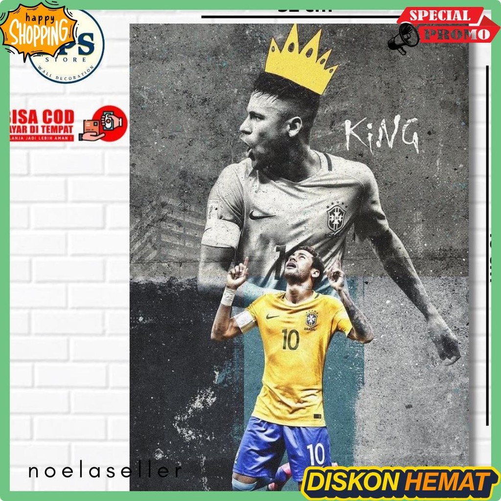 Wajib Punya Poster Neymar Jr - Poster Brasil - Foto Neymar Jr - Poster Sepakbola - Hiasan Dinding - 