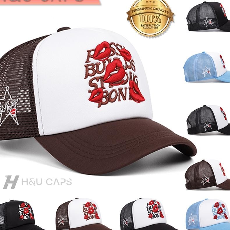 Topi Truer Red Lips Embroidery Baseball Fashion Summer Net Cap Hat Topi Visor Outdoor Sport Topi Sna