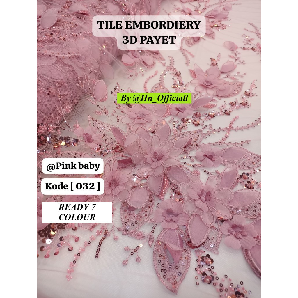 [ 032 ] TERBARU  Bakal Kain Kebaya Tile 3D Payet Premium