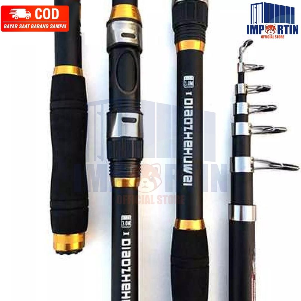 Salt Joran Pancing Portable Carbon Fiber Telescopic 2 Meter - 3Meter/ Joran Pancing Murah Kuat Teles