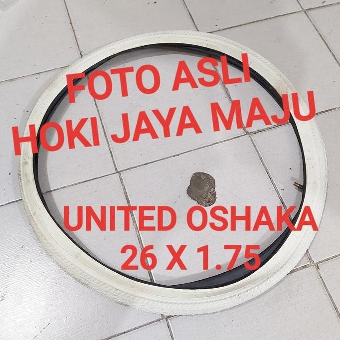 Promo ban luar 26 x 1.75 plus ban dalam sepeda united oshaka putih ori COD