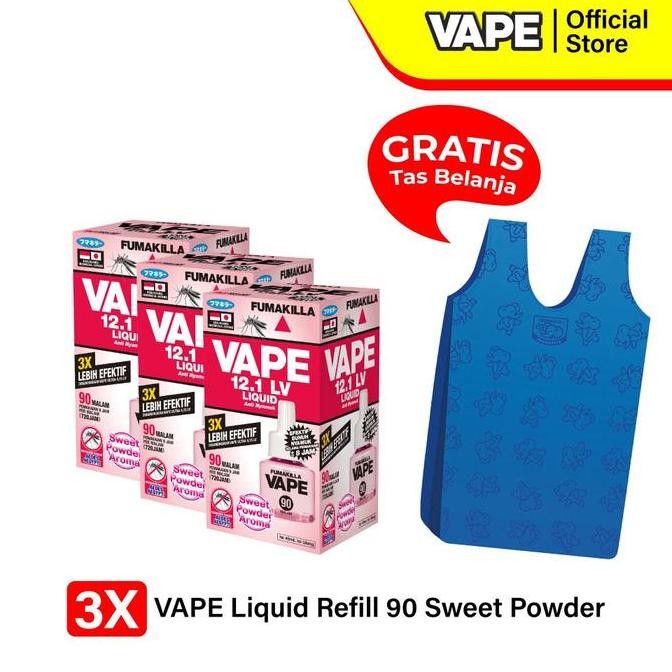 Fumakilla Vape Liquid Refill 90 Sweet Powder (Paket Isi 3) Free Tas