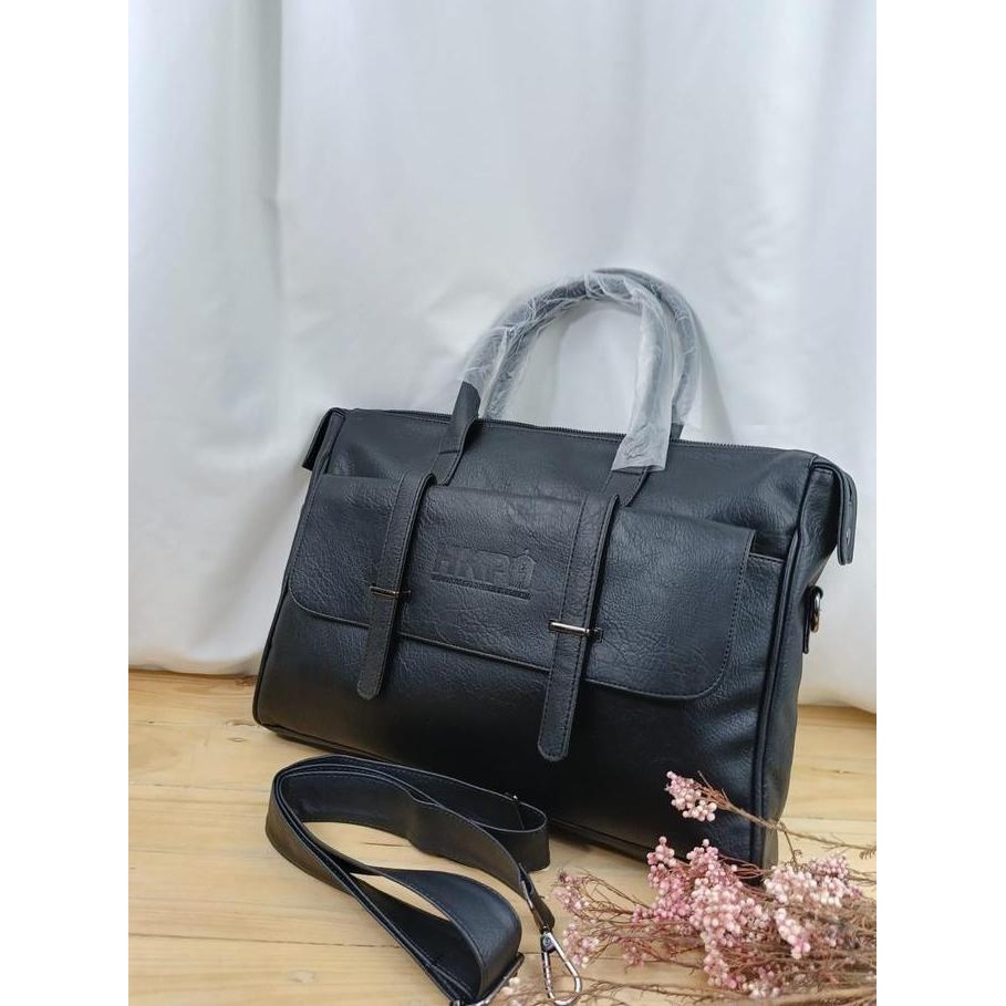 New Tas Laptop Selempang Kulit Hitam 14 Inch
