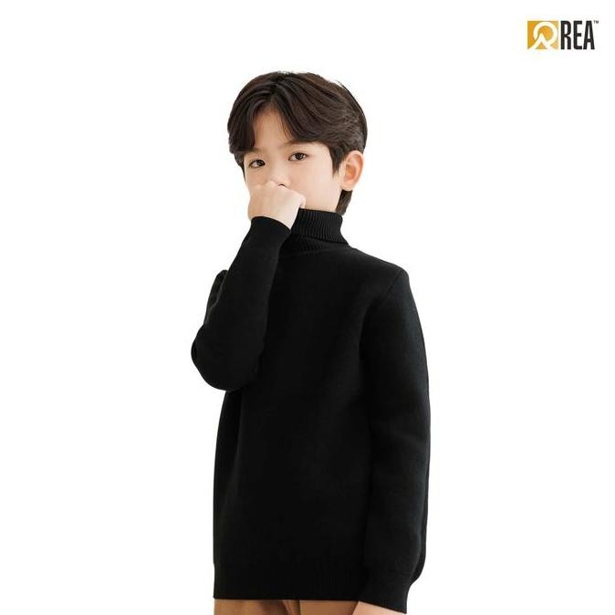 Kaos Anak 1-12 Tahun Laki Laki Perempuan Turtleneck Kerah Tinggi Lengan Panjang Combed Cotton Allsho