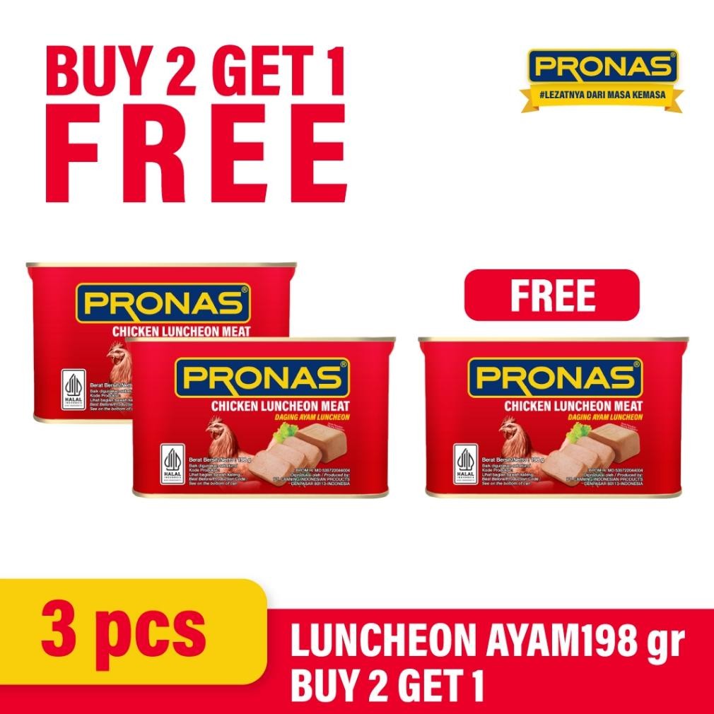 

READY STOK [BUY 2 GET 1] Pronas Luncheon Ayam 198 g Buy 2 Get 1 Siap kirim
