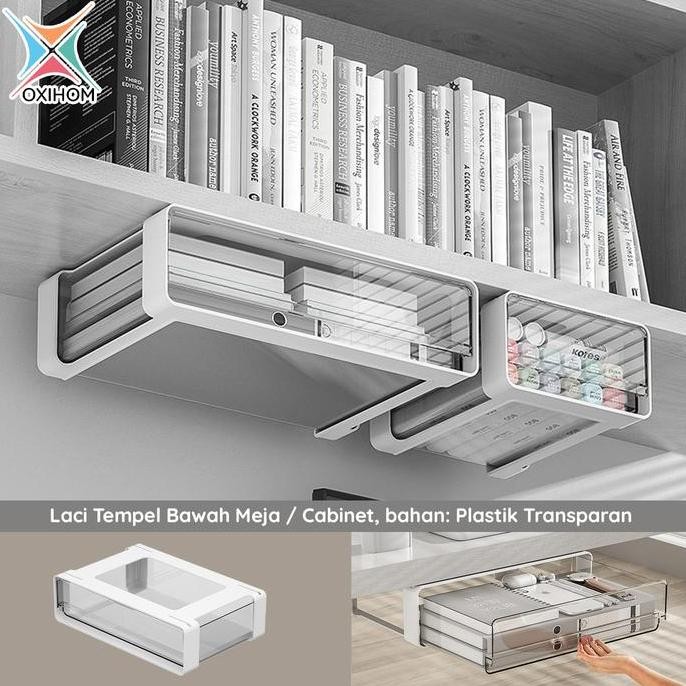 

Oxihom Laci Tempel Bawah Meja Laci Akrilik Laci Plastik Laci Meja Kotak Penyimpanan Acrylic CM