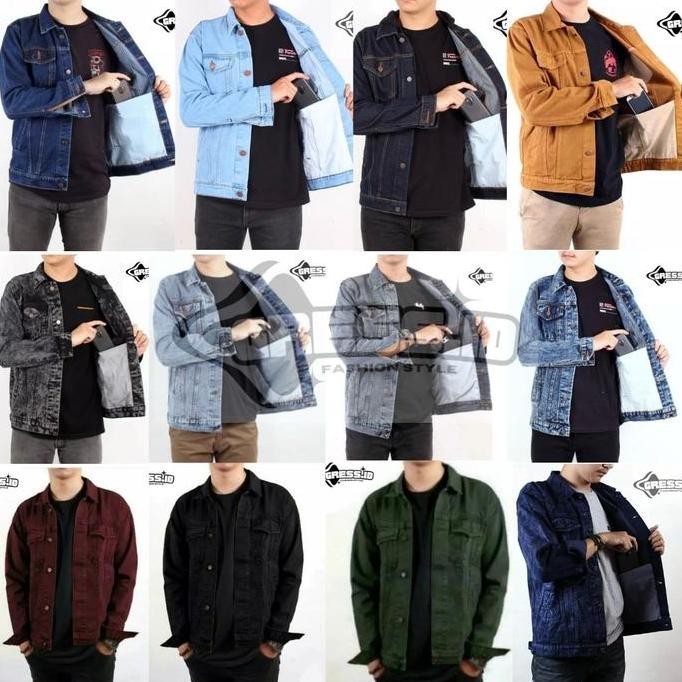 JAKET JEANS PRIA PREMIUM JAKET DENIM PRIA TERLARIS BAHAN TEBAL 12 ONS Bomber Hitam Cowok Panjang GRE