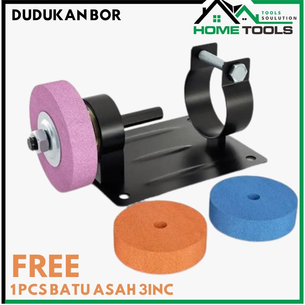 TERMURAH Dudukan bor tangan jadi gerinda stand holder bor portable FREE Batu Asah Gerinda 3 Inch Pol