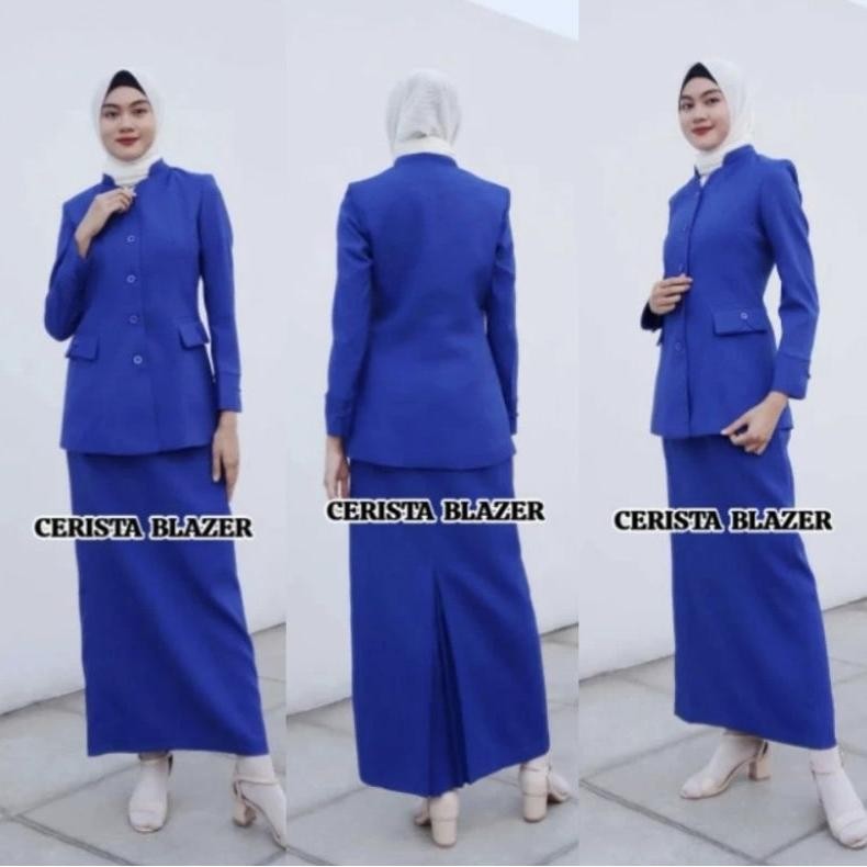 Special Setelan Baju Dinas Biru Elektrik/Biru Bca /Blazer Biru Elektrik Rok Span Ha-147
