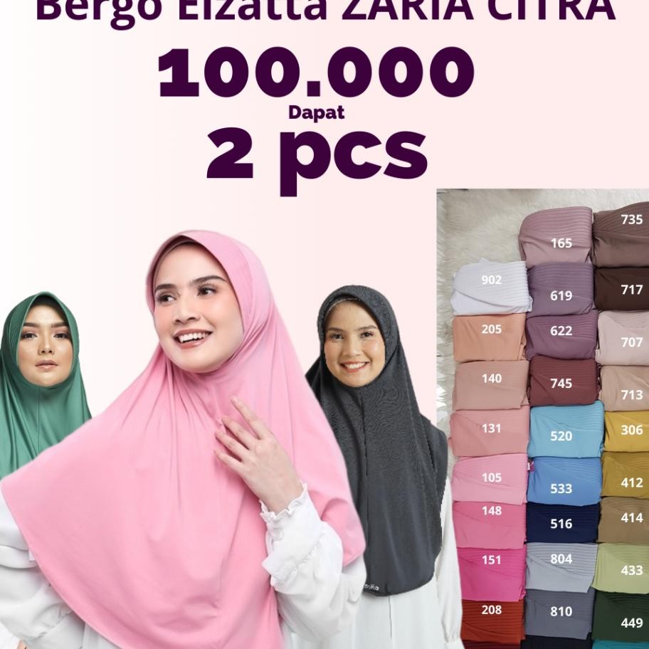 Jilbab N Bergo Polos Dewasa Elzatta Zaria Citra Warna Lengkap Menutup Dada
