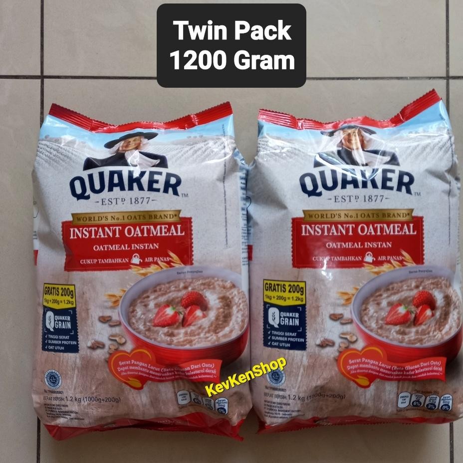 

Quaker Oat Nt Oatmeal Sereal 1200 Gram Merah 1.2 Kg Exp Februari 2027 Twin Pa 2 Bungkus