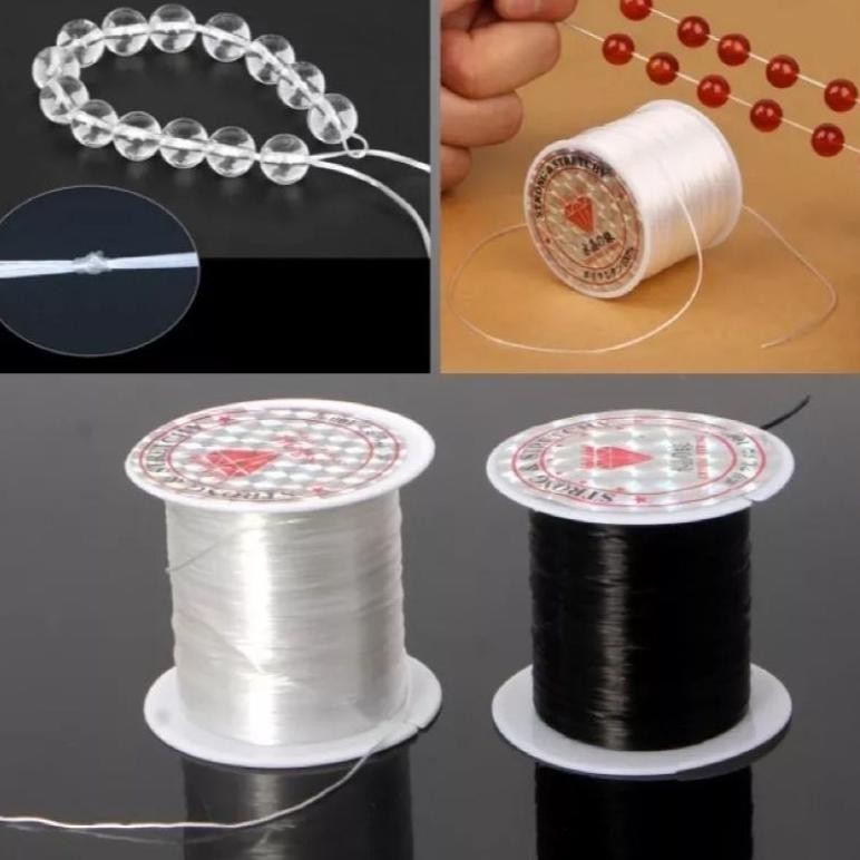 Tali benang karet elastis, super kuat untuk manik manik membuat gelang. tali gelang . karet gelang. 