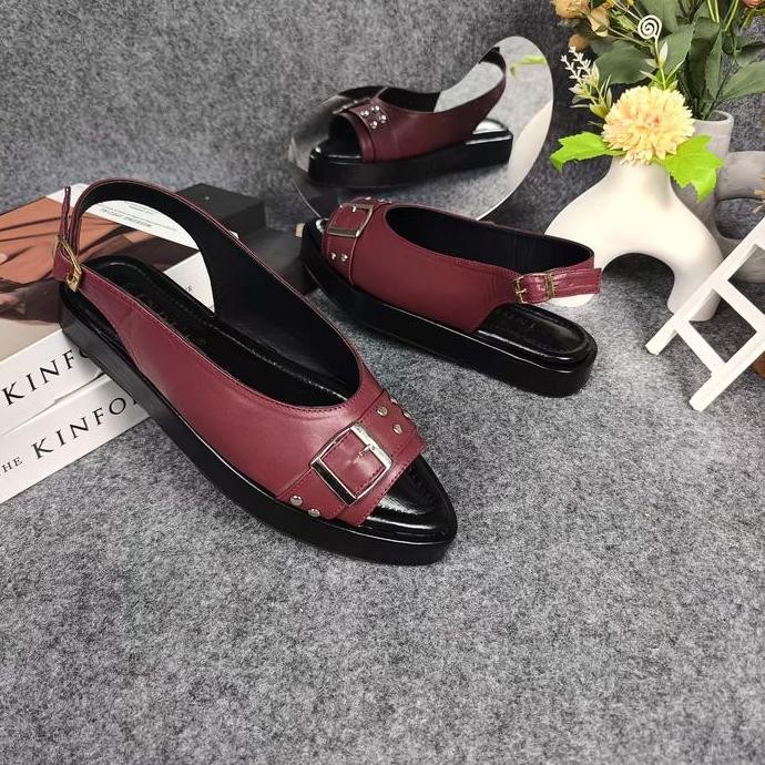 DB74>> BIANCA Sepatu Sandal Mules Wanita Flatform Tali Slingback Aesthetic Sol karet Ukuran 37-42