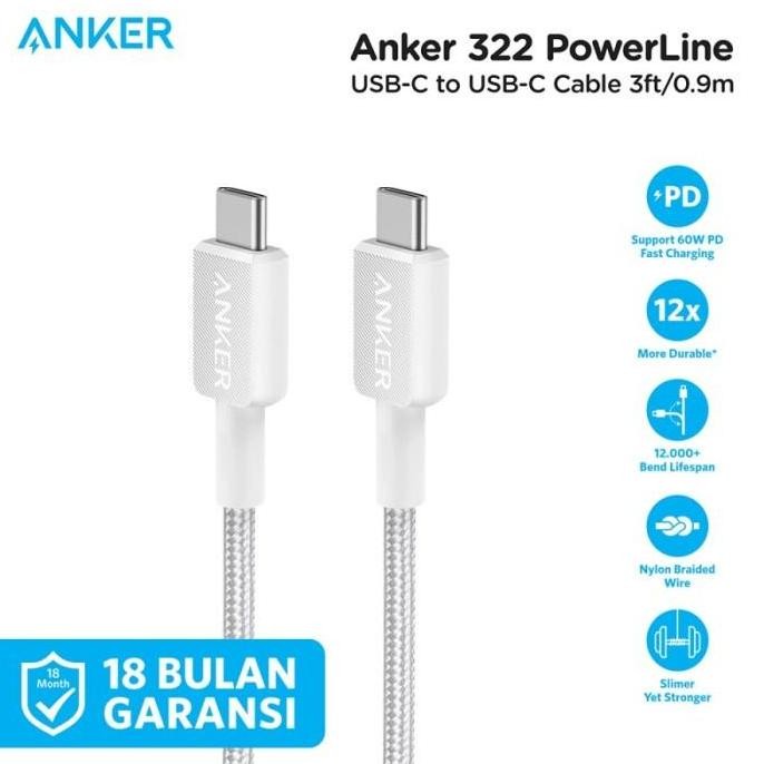DE47 - ANKER 322 USB-C to USB-C Kabel Data Cable 3ft 0.9m Braided A81F5 kabel