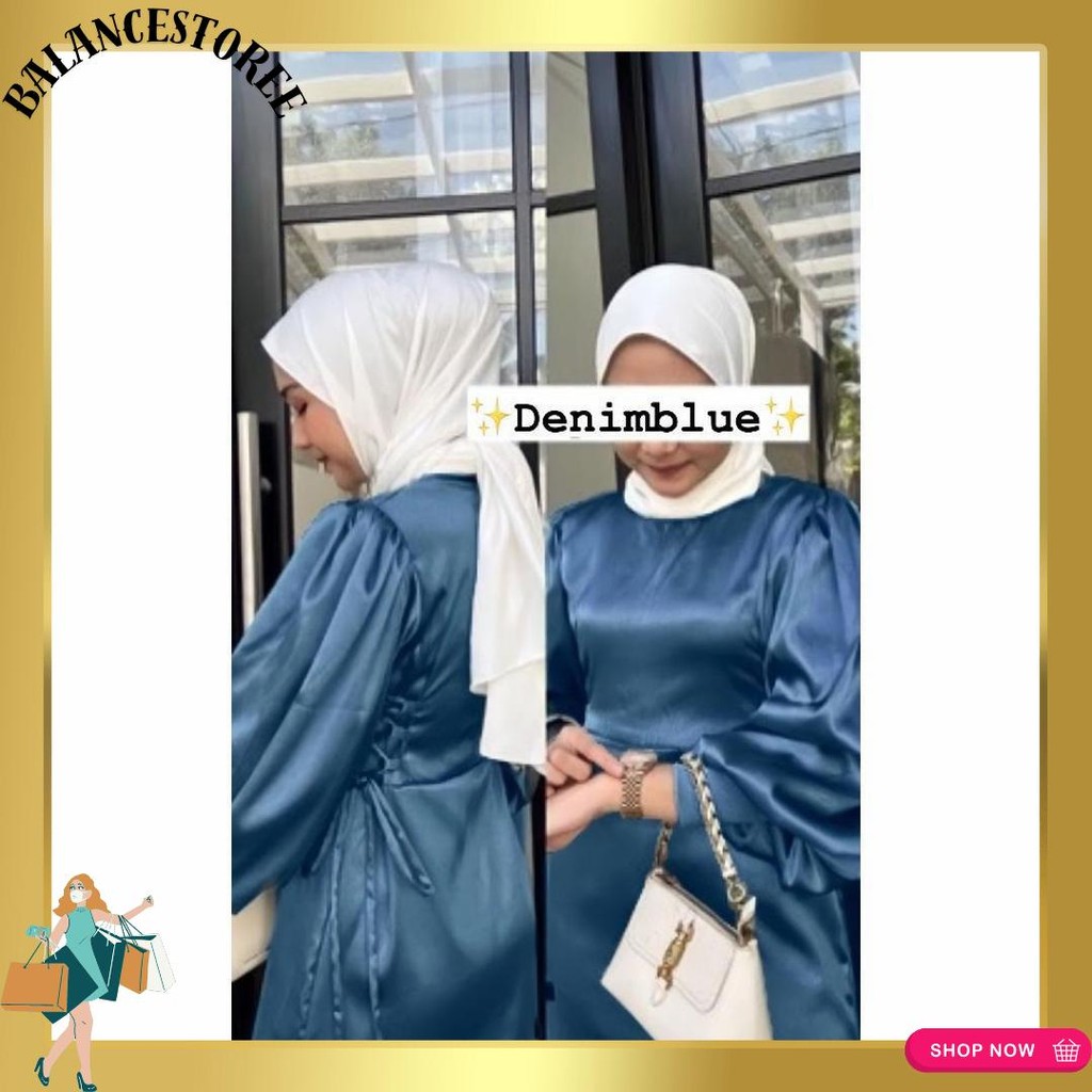 Aurelia Dress | Dress Kondangan Simpel | Gamis Acara Kasual | Gamis Wanita Jumbo | Dress Lengan Balo