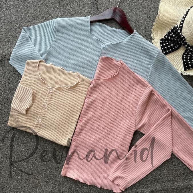 Cardigan Crop Top Rajut / Crdigan Rajut Wafle Crop Top Lengan Panjang / Crop Top Kriwil Baju Atasan 