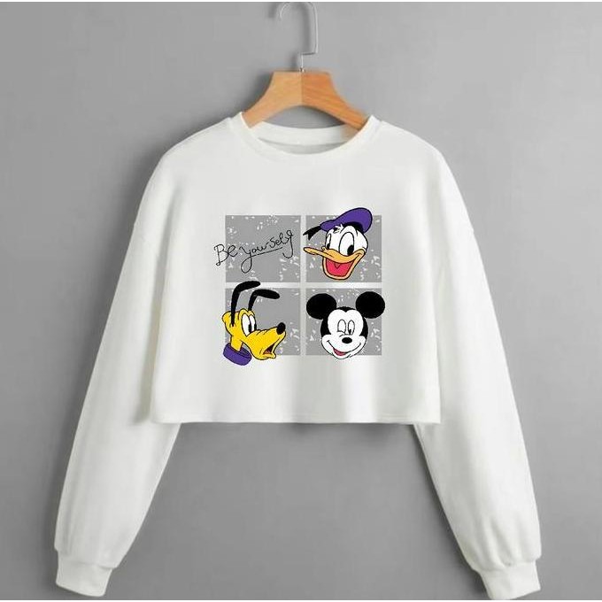 COD KAOS CROP TOP LENGAN PANJANG OVERSIZE /CROP TOP KOREA/CROP WANITA MOTIF Combed Soft Atasan Distr