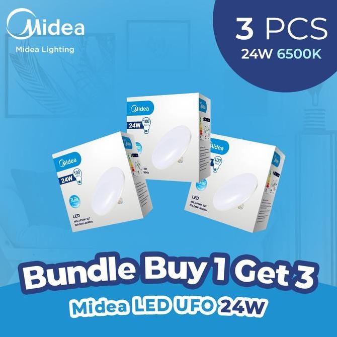 [Bundle] Midea Lighting - Lampu LED UFO 24 Watt 6500K - Putih - isi 3 pcs