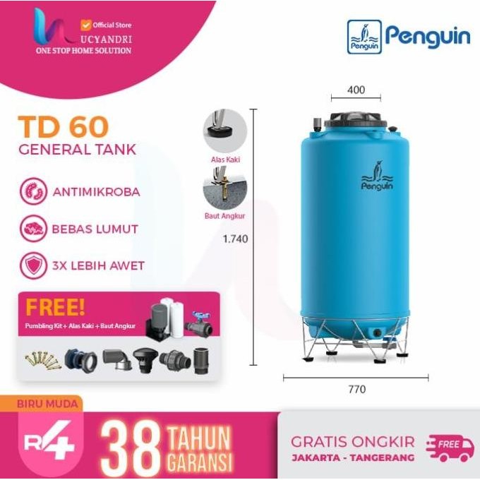 Tangki Air, Toren Air, Tandon Air Penguin TD 60 600 Liter 100% ORI