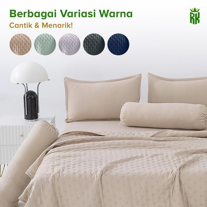 RAJA Set Bedcover Sprei Sarung Bantal Guling Korea Style Set Seprei & Selimut Warna Abu Hijau Ungu K