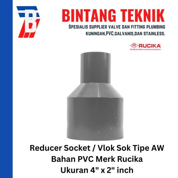 Reducer Sok / Vlok Sok 4" X 2" PVC Rucika AW