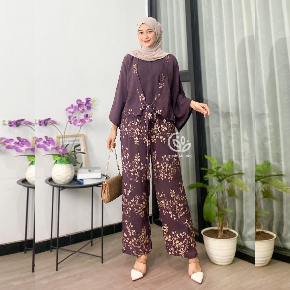 Original One Set Konoha Rayon Kombinasi Kekinian Nyaman Adem Gb29