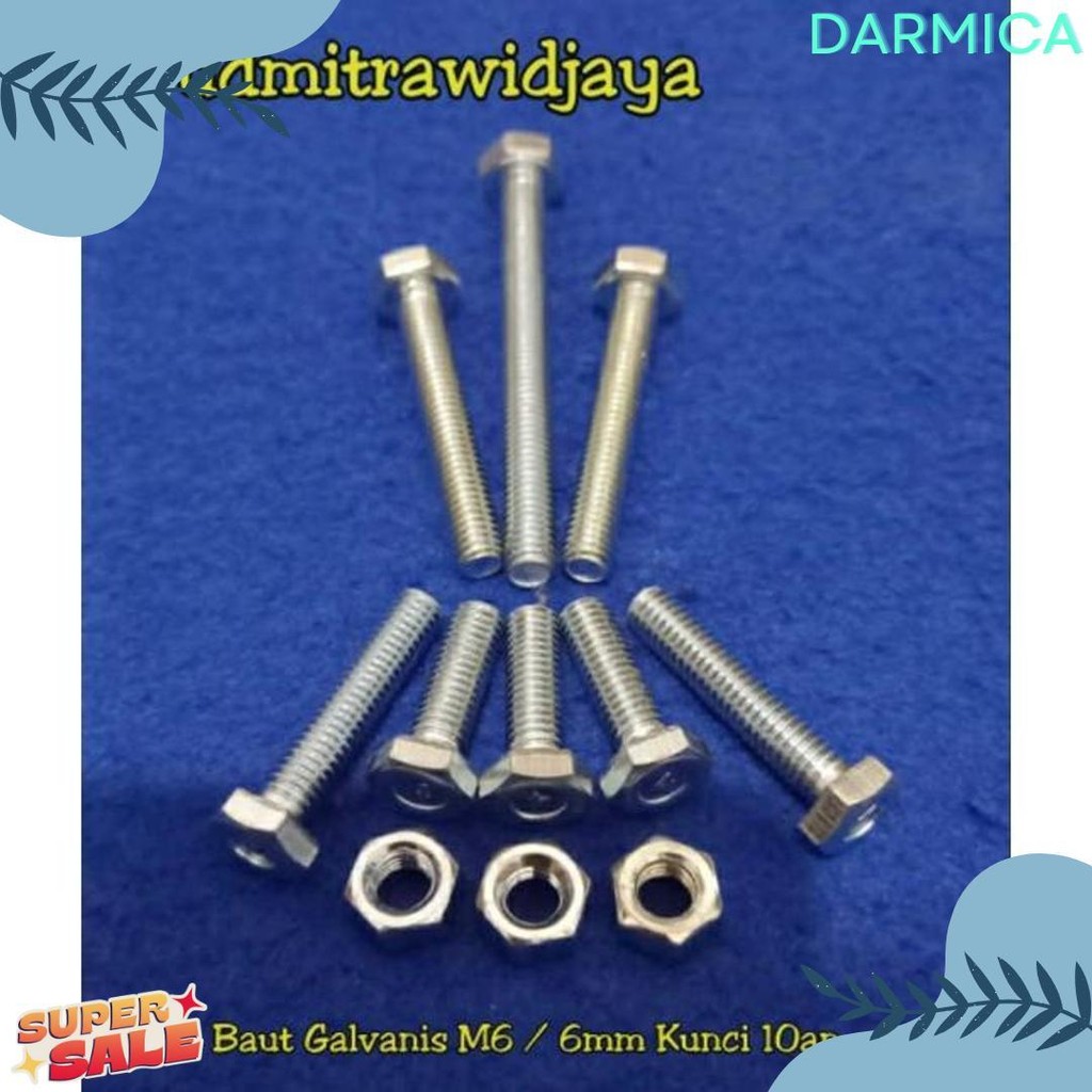50% Off Baut Kunci 10 Panjang 1Cm 2Cm 3Cm 4Cm 5Cm 6Cm 7Cm Baut Galvanis M6 6Mm Kunci 10An 10Mm Baut 