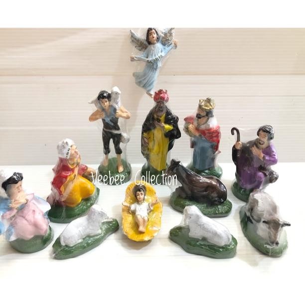 Patung kelahiran yesus 11cm/ Diorama / hiasan pohon natal/ patung yesus kecil/ patung kandang set/ s