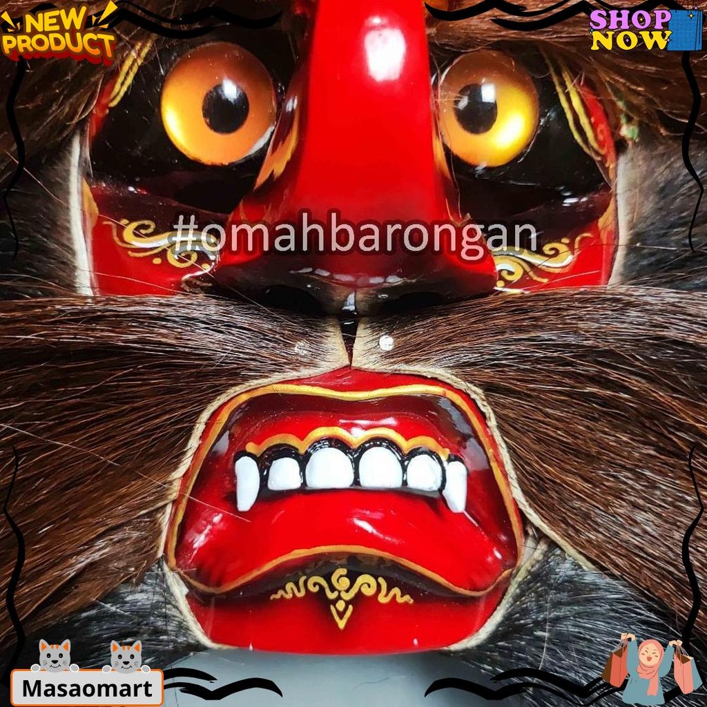 Topeng Ganongan Premium Full Bulu Kuda Asli Rambut Nyulak Gratis ongkir