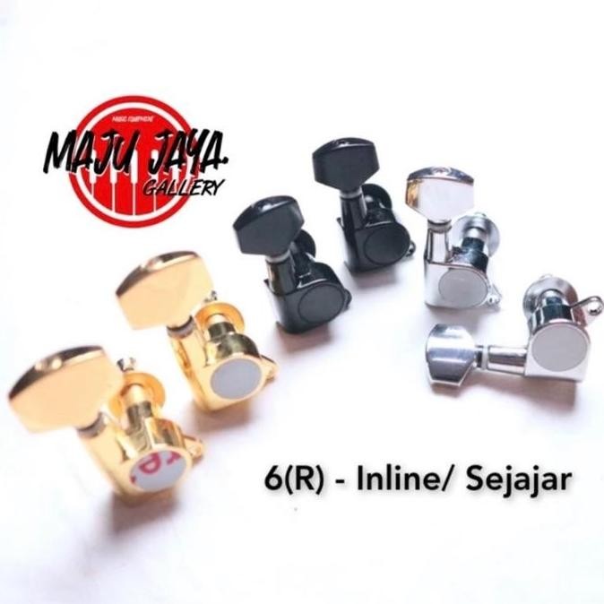 dryer puteran senar gitar akustik or elektrik 6R sejajar chrome hitam gold