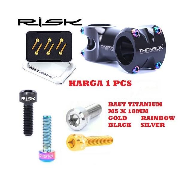 Premium Risk Baut Stem Titanium  Satuan Bolts M5 X 18Mm Ti Bolt Conical Head Screws M 5 18 Mm Handle