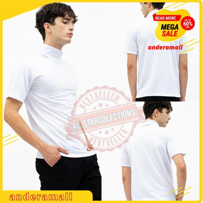 KAOS TURTLENECK LENGAN PENDEK PRIA BAJU KERAH TINGGI HOODIE KOREA BEST PRODUK