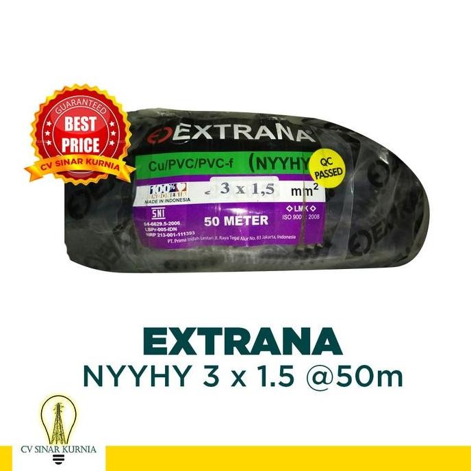 TERMURAH - Kabel Listrik NYYHY 3x1,5 3x1.5 50M EXTRANA |Kabel Serabut | SNI