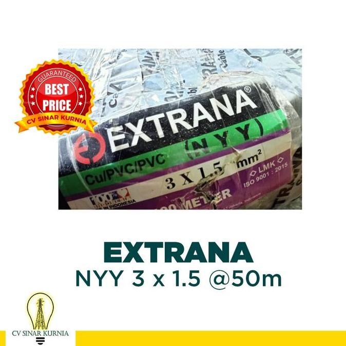 Kabel Listrik NYY 3x1,5 3x1.5 50M EXTRANA |Kabel NYY | SNI