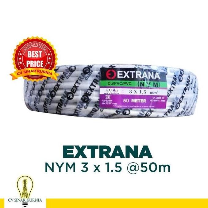 Kabel Listrik NYM 3x1,5 3x1.5 50M EXTRANA | EXTRANA Kabel NYM | SNI