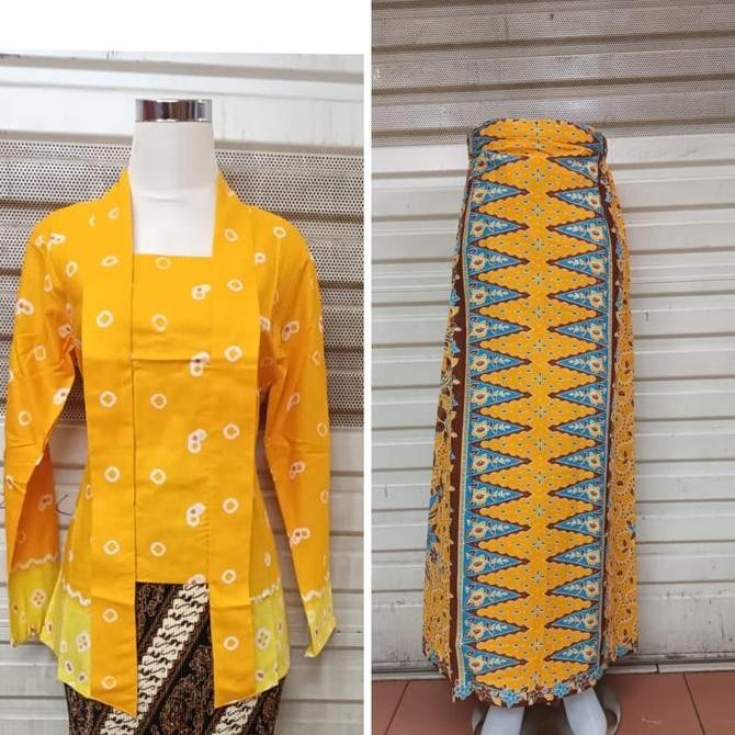 Setelan Kebaya Jumputan Kutubaru/Kebaya Wanita/Kebaya Seragam Kerja