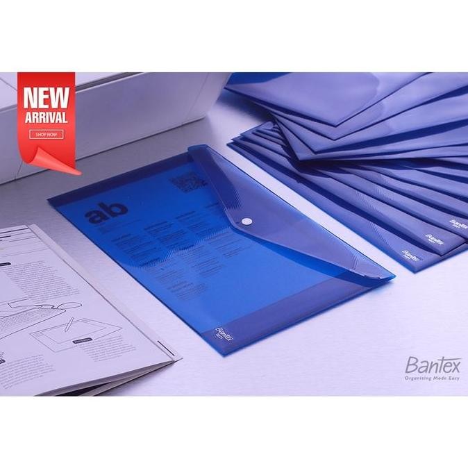 

BEBAS ONGKIR - 2 Pcs Map Kancing Plastik Bantex Folio F4 Trendy Button Bag Landscape 22 0 Blue