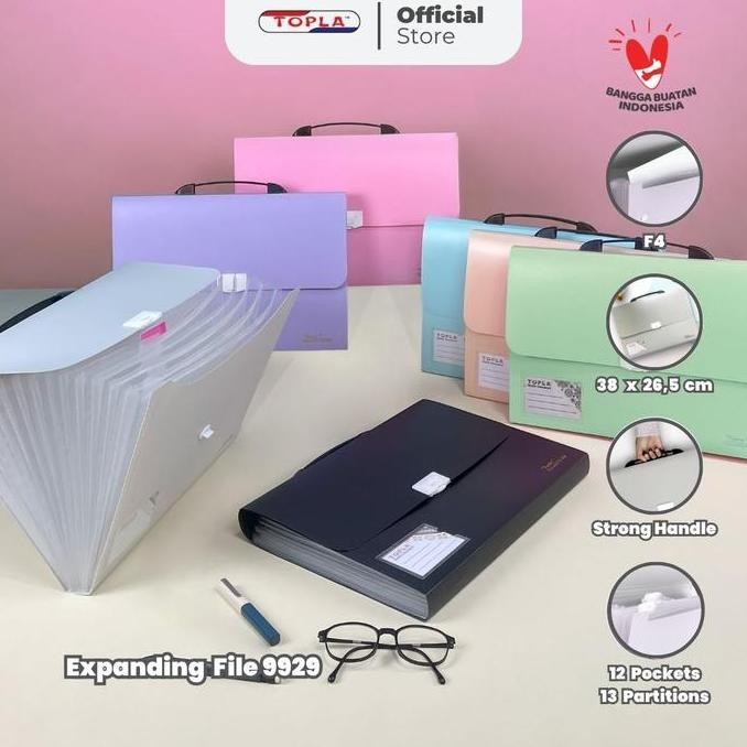 

BEBAS ONGKIR - Topla Map Harmonika Expanding File 9929 Map Dokumen Warna PASTEL Folio F4 File Biru Hijau Pink Ungu Stationery