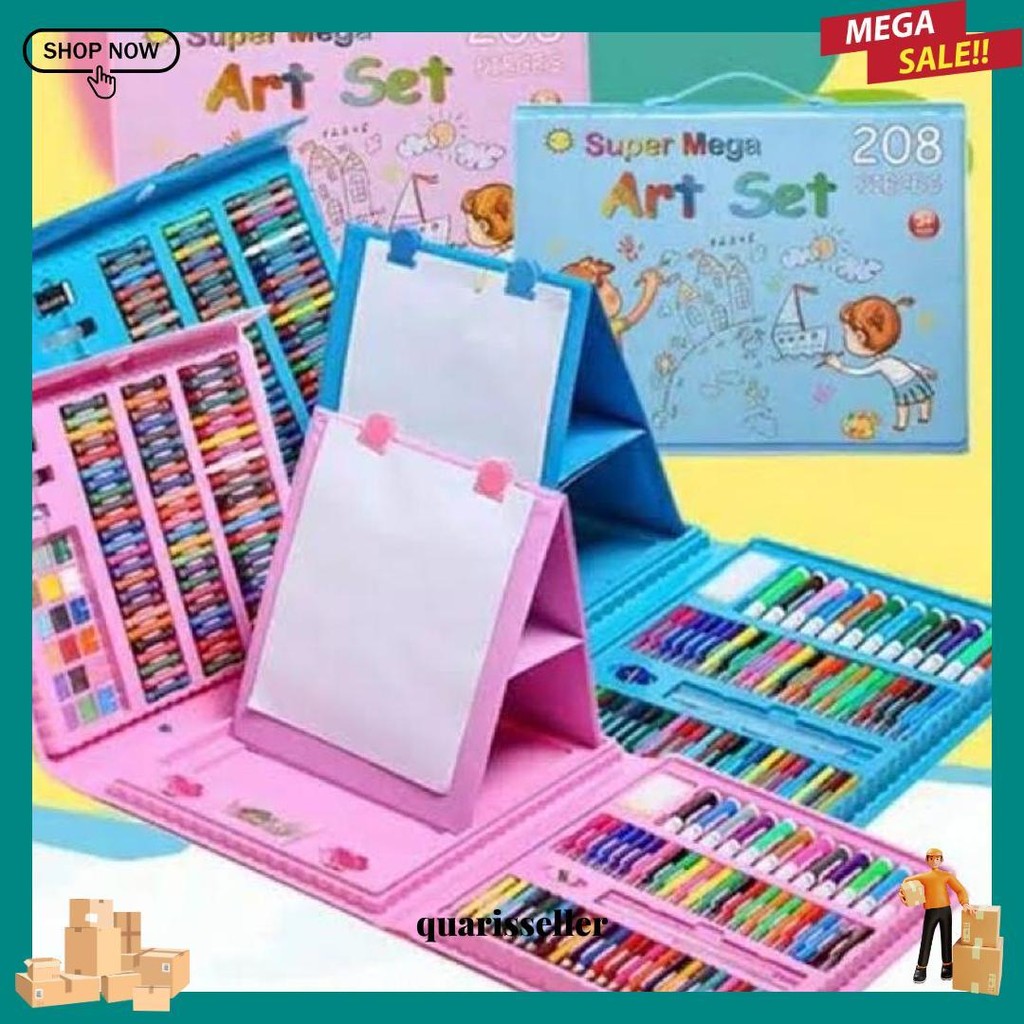 

208 Pcs - Art Crayon Set Pensil Warna Lukis Menggambar Pastel Anak Full Set | Alat Mainan Edukasi Belajar Anak Siap Kirim